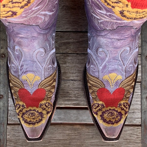 SOLD🔥OLD GRINGO Grace Heart Wing Purple Red Boots - Picture 12 of 15